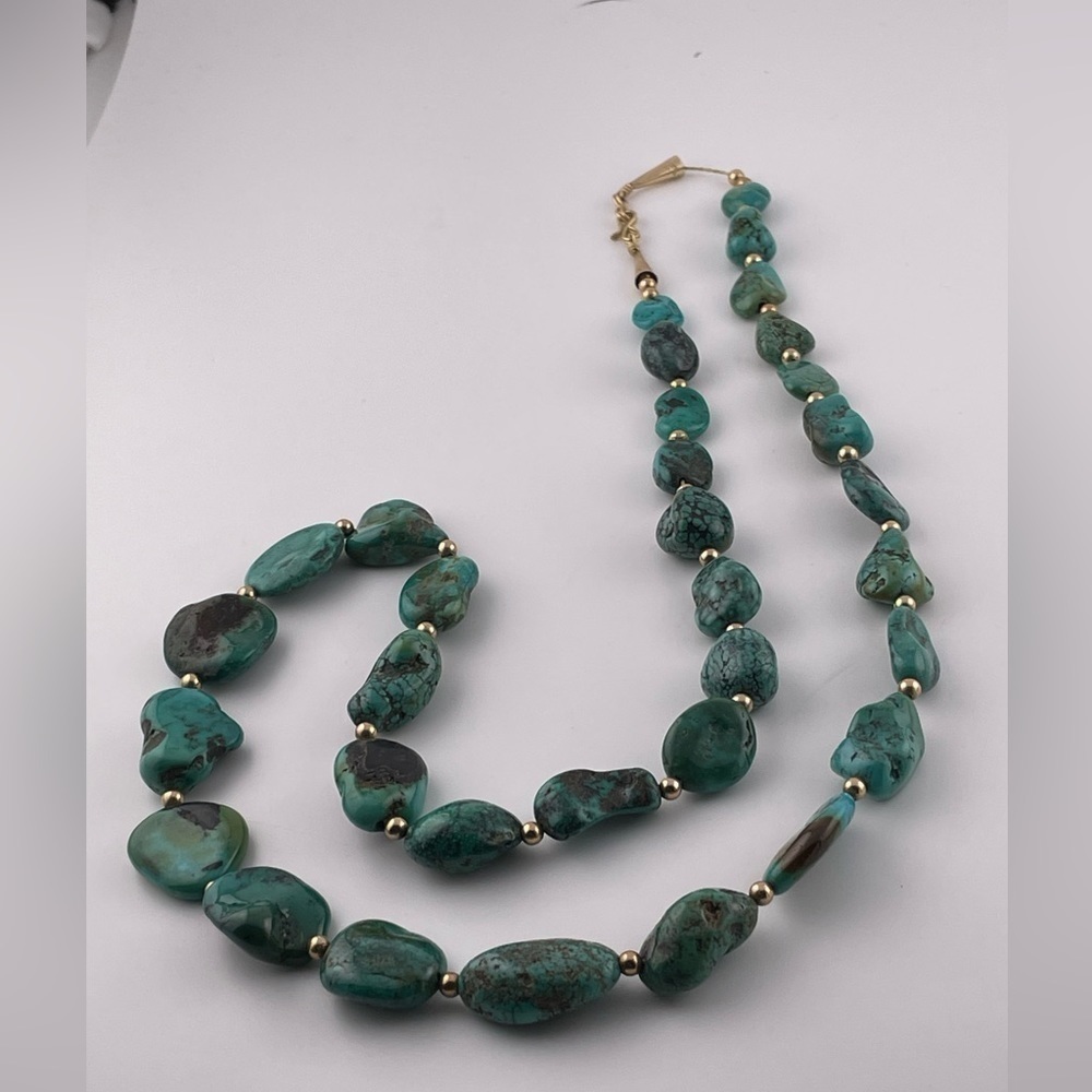 Chunky statement Authentic turquoise boho necklace, 32”​​​​​​​​​​​​​​​ - Picture 3 of 11